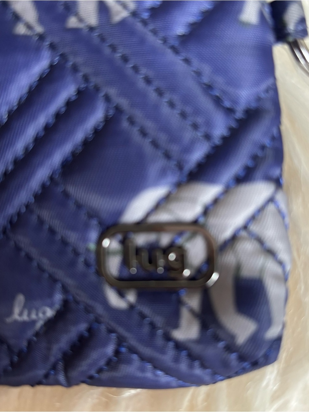 lug Quilted Navy Wristlet with Elephant Print